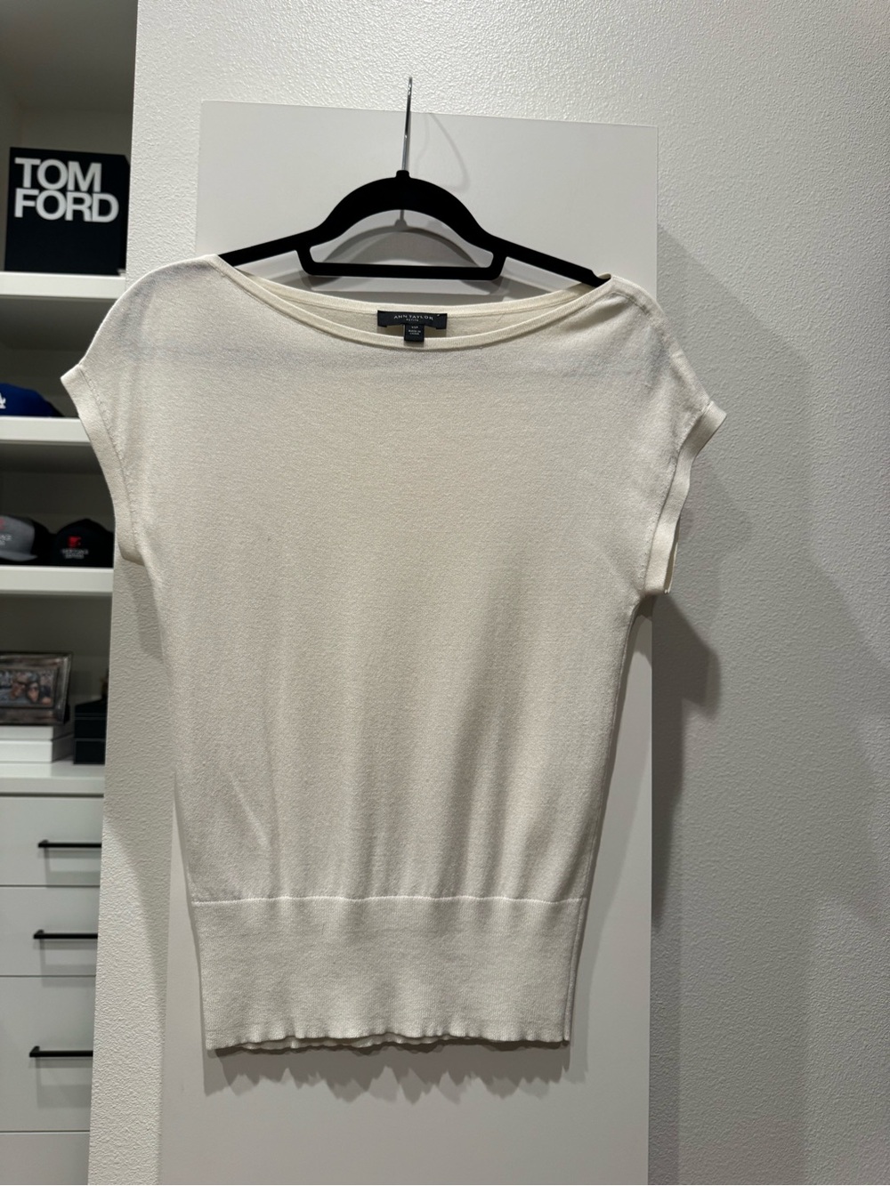 Ann Taylor Ivory Short-Sleeve Knit Top
